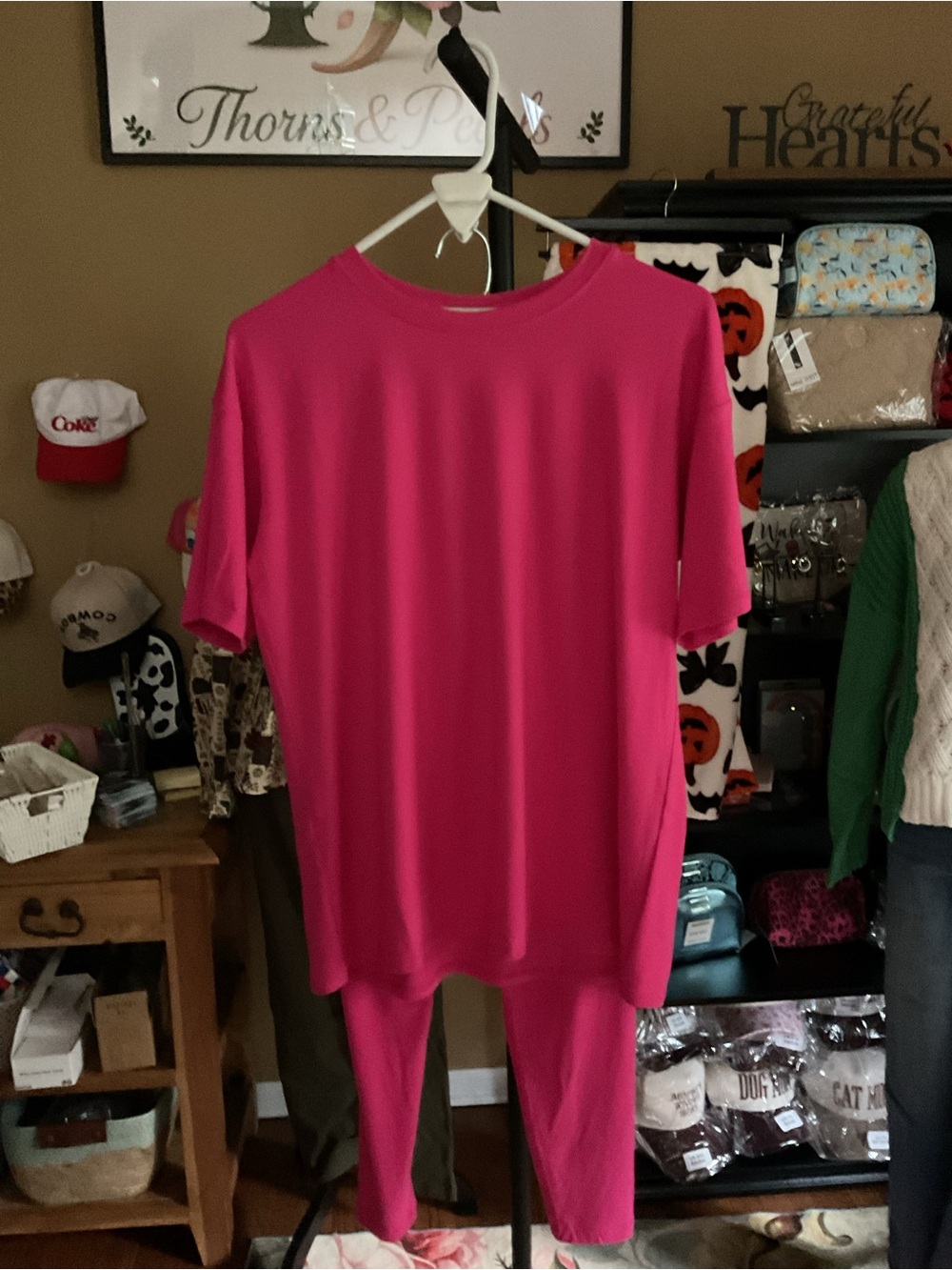 Zenana Bright Pink Active Tee & Leggings Set